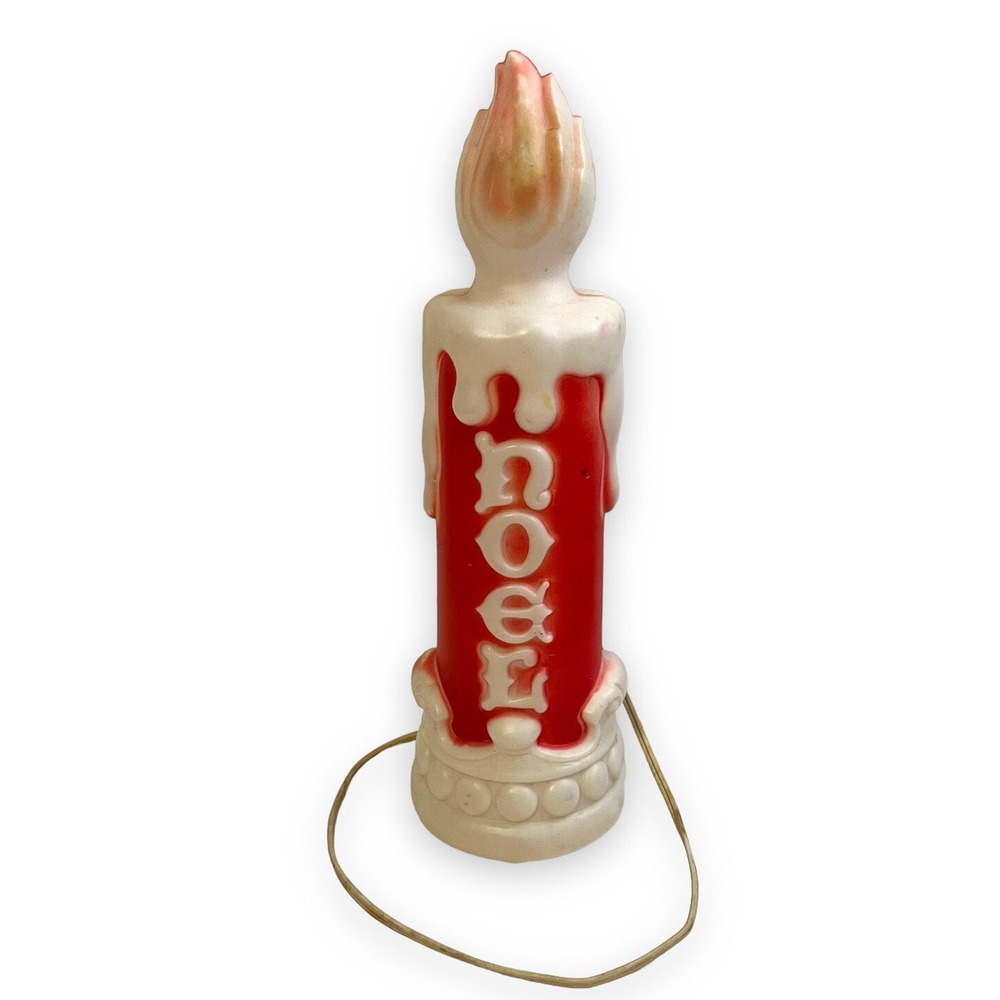 Vintage Christmas Candle Noel Blow Mold Empire Plastics Tabletop 13" Faded Color